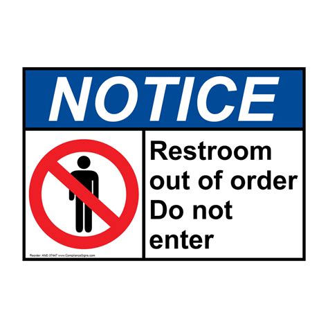 Ansi Restroom Out Of Order Do Not Enter Sign With Symbol Ane 37447