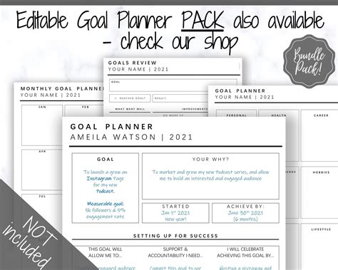 Vision Board And Goal Planner Affirmation Printables Mono