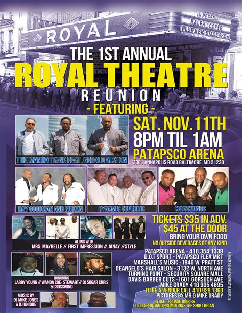 Royal Theatre Reunion Tickets In Baltimore Md United States