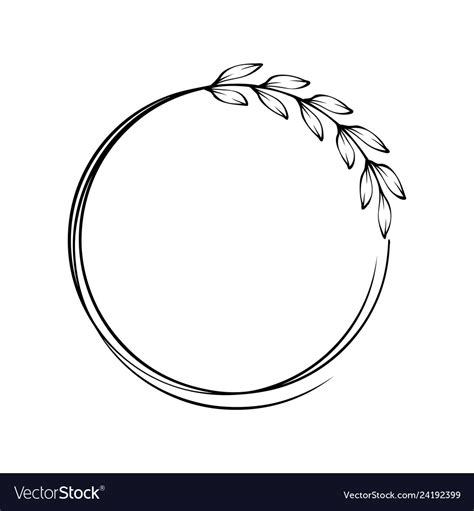 Leaf Branch Round Place Frame Royalty Free Vector Image