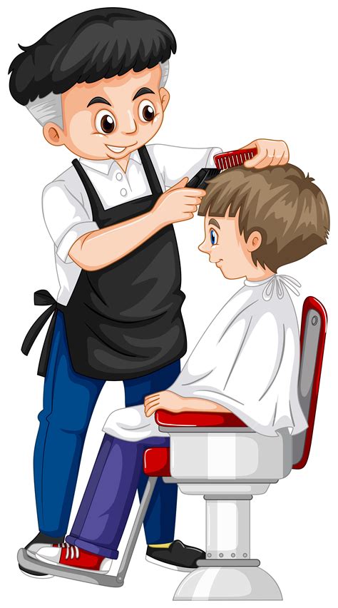 Peluquero Dando Corte De Pelo Chico 358588 Vector En Vecteezy