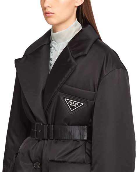 Black Re Nylon Gabardine Puffer Jacket Prada