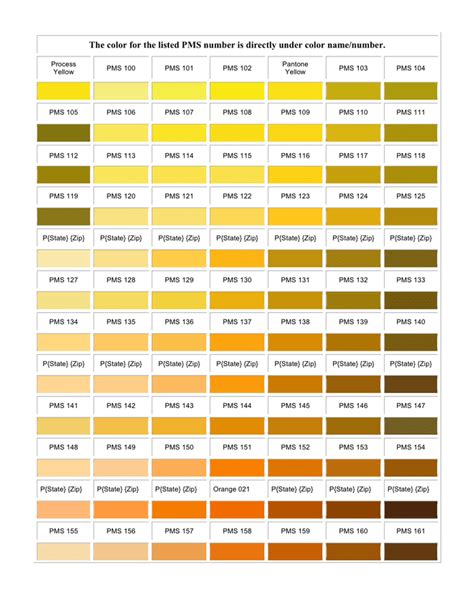 Pantone Color Chart Orange