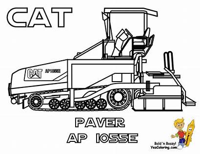 Coloring Paver Tractors Construction Cat Road Macho