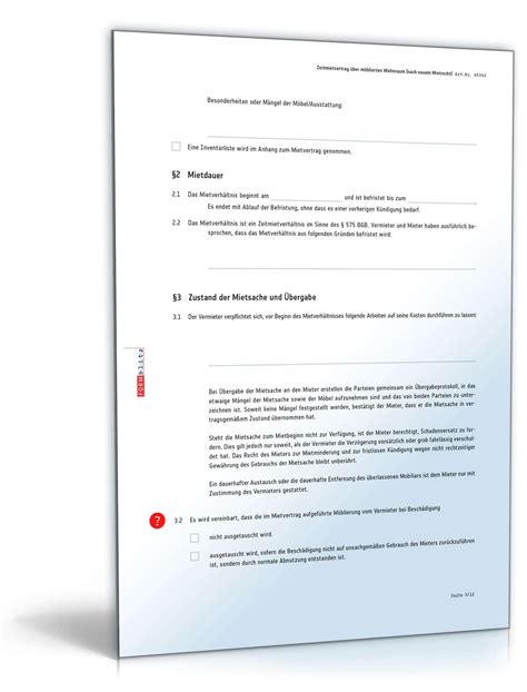 Kostenlose untermietvertrag vorlage zum download. MUSTER MIETVERTRAG MÖBLIERTE WOHNUNG KOSTENLOS DOWNLOADEN