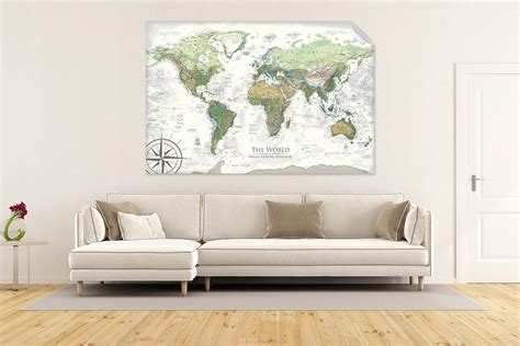 Peel And Stick World Map Wall Decal Nautilus Geojango Maps
