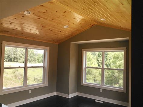 2 light vanity lighting and high ceilings 2. Dining Room with Knotty pine ceiling built by Armstrong ...