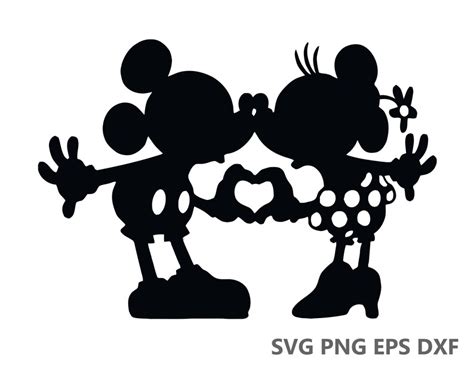 Mickey Minnie Kissing Svg Cutting Files Eps Dxf Png Cricut Etsy