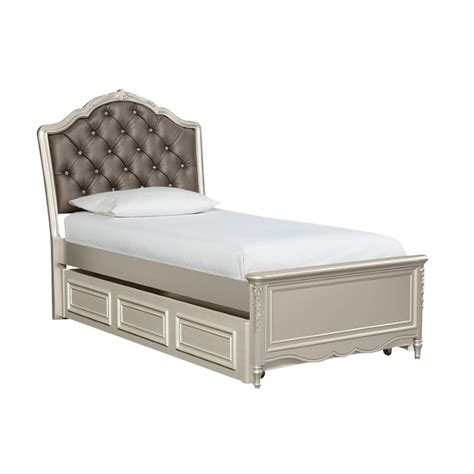 Samuel Lawrence Sterling Upholstered Twin Bed With Trundle In Silver
