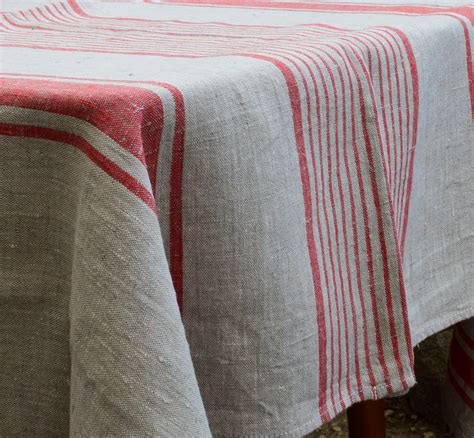 100 Linen Tablecloth Striped Prewashed French Table Cloth Etsy