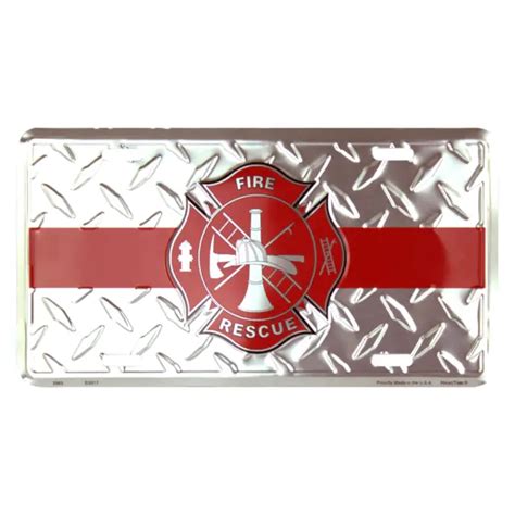 Fire Fighter Car Truck Tag Diamond License Plate Fire And Rescue Fireman