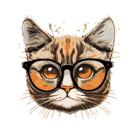 Cat Eye Glasses Vector Sticker Clipart Cat With Glasses Wearing