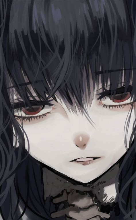 Download Anime Goth Girl In Close Up Pfp Wallpaper