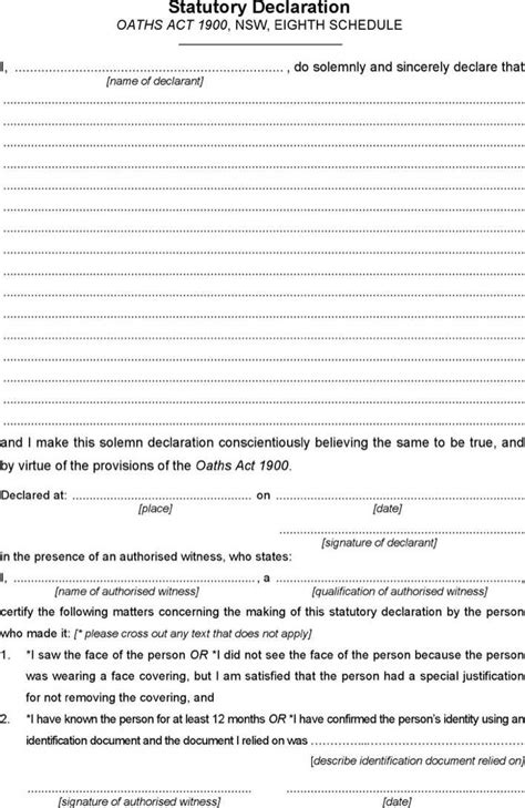 Only certain people may witness a commonwealth statutory declaration. Statutory Declaration Form Nsw | Download Free & Premium ...