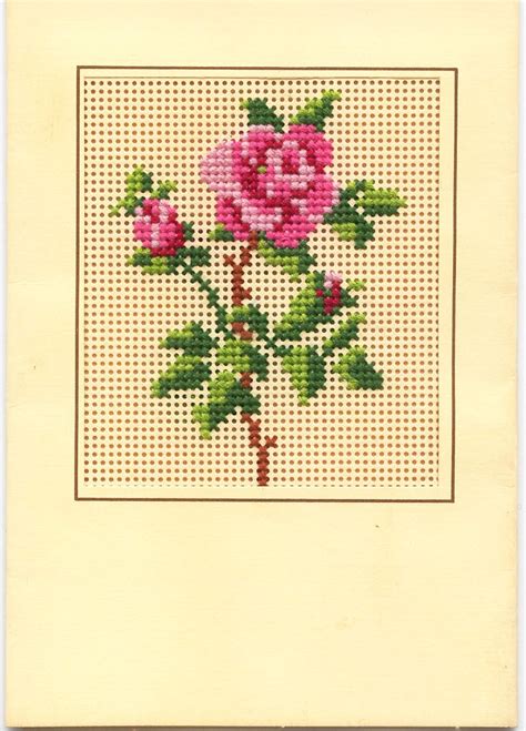 Counted Cross Stitch Rose Card Cross Stitch Rose Cross Stitch