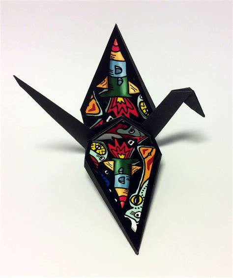 Black Crane With Rockets Origami Crane Decorated With My D Flickr