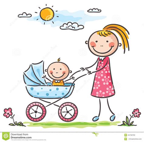 Mother And Baby On A Walk Stock Vector Illustration Of