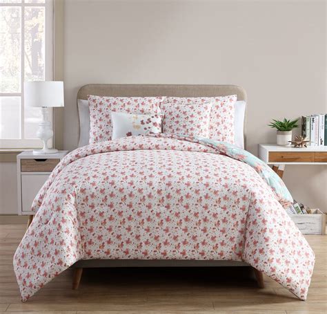 Vcny Home Jasmine Floral Printed Reversible 45 Piece Bedding Comforter Set Shams And