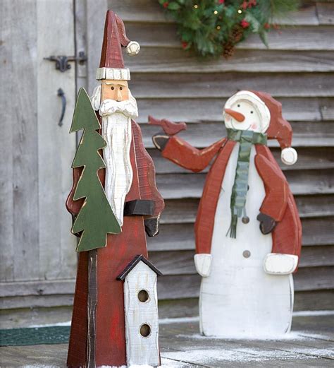 Hand Crafted Large Wooden Indoor And Outdoor Santa Figure 9995