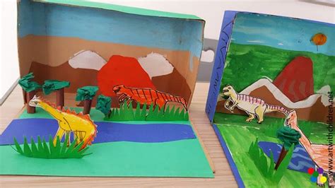 Art With Children Prehistoric Landscape In A Cereal Box Prehistoric
