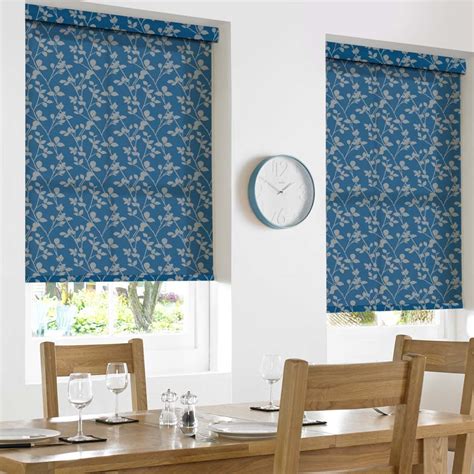 Leaf Royal Blue Roller Blind Bolton Blinds