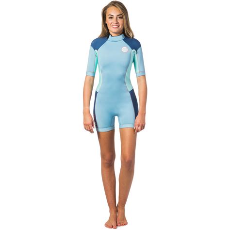 Rip Curl Womens Dawn Patrol 2mm Back Zip Spring Shorty Wetsuit Blue Ice