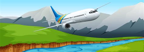 Airplane Flying Over The River 647984 Vector Art At Vecteezy