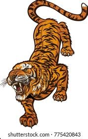 Tiger Jump Tattoo Stock Vector Royalty Free Shutterstock