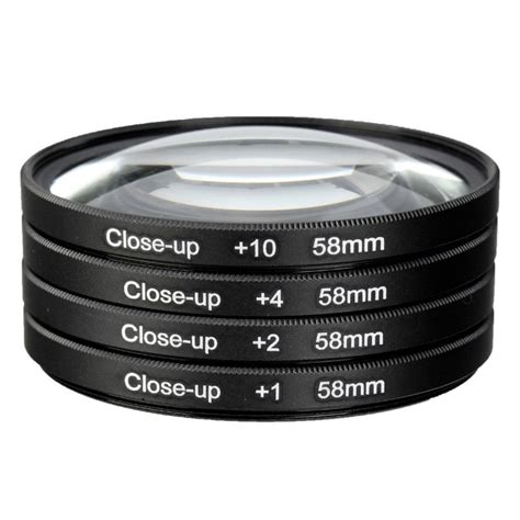 Camera 58mm Macro Close Up Filter Lens Kit 1 2 4 10 For Canon Eos