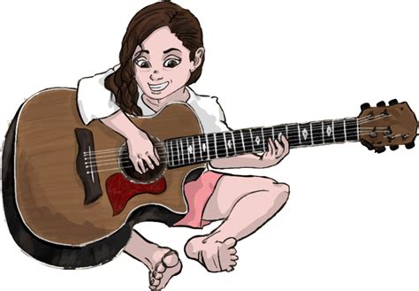 Girl Playing Guitar Isolated Openclipart