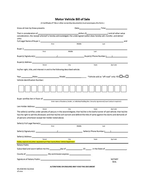 Free Colorado Motor Vehicle Bill Of Sale Forms Counties Pdf Eforms