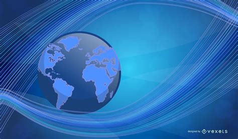 Waving Lines With Globe Blue Business Background Vector Download