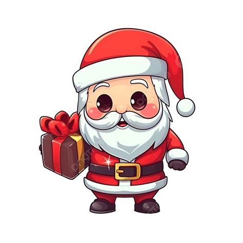 Cute Santa Claus With Backpack And Christmas Candy Chibi Character