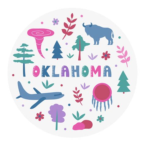 Colección Usa Ilustración Vectorial Del Tema De Oklahoma Símbolos De