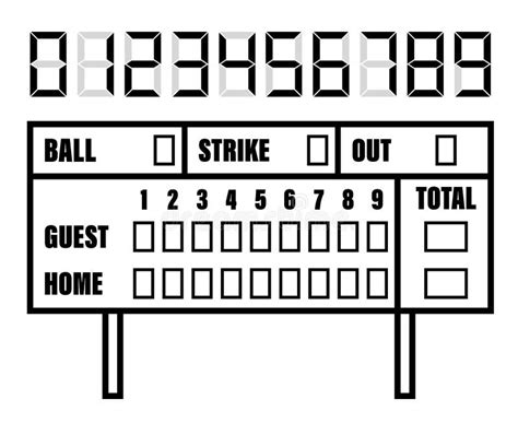 Baseball Scoreboard Score On Board During Match On Field Team Sports