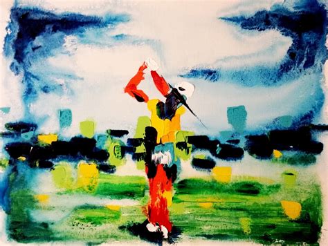 Abstract Colorful Golf Player Carlos Printe Art