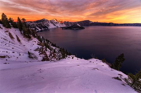 Winter Lake Sunset Hd Wallpaper Background Image 2048x1365