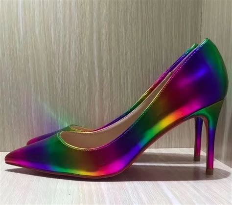 81012cm 2018 Summer Womens Brand Pumps Multi Colored Pointed Toe