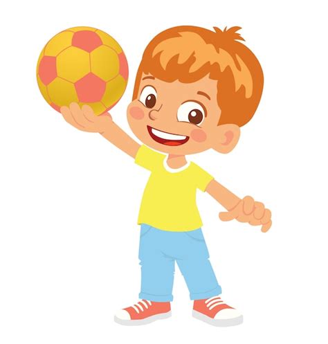 Premium Vector Boy Holds Soccer Ball