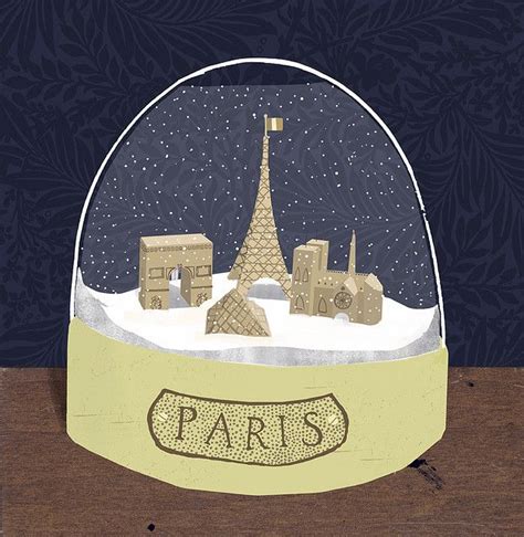 An Illustration Of The Eiffel Tower In A Snow Globe With Paris Written