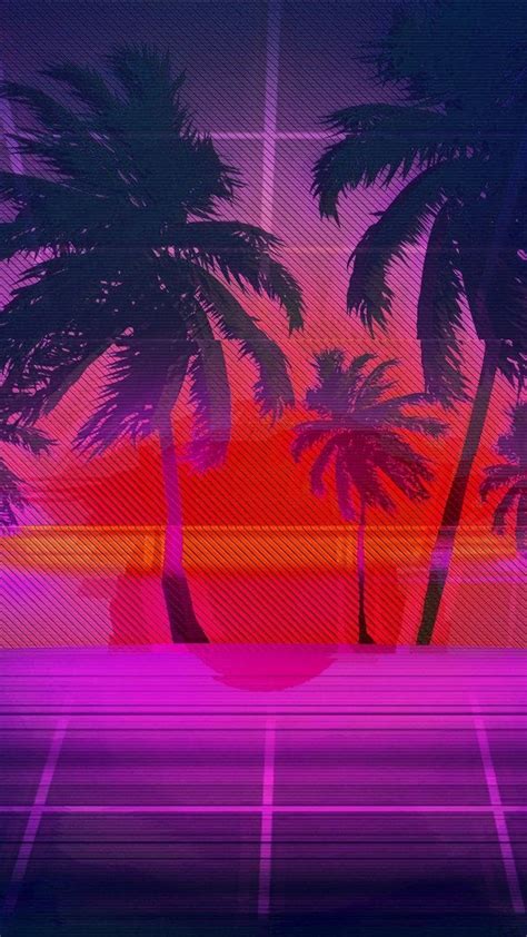 1080x1920 Sunset Palm Tree Vaporwave Digital Art Wallpaper Phone