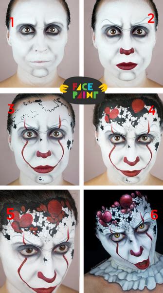 Pennywise Face Paint Tutorial Pennywises Destruction Halloween Make