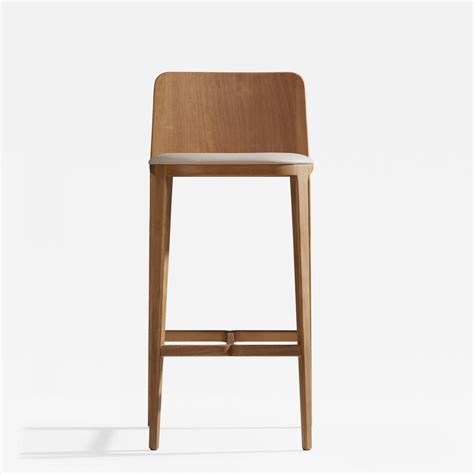 Simonini© Minimal Style Bar Stool In Solid Wood Textiles Or Leather Seatings Solid Back