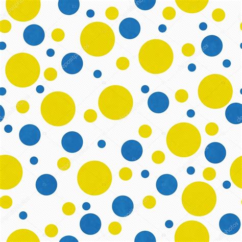 Yellow Blue And White Polka Dot Tile Pattern Repeat Background — Stock