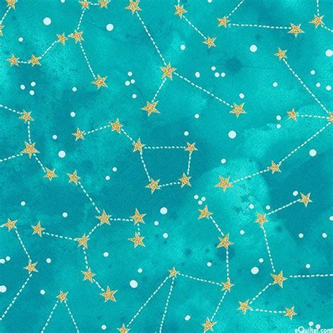 Celestial Constellations Jade Greenglitter Fabric From Equilter