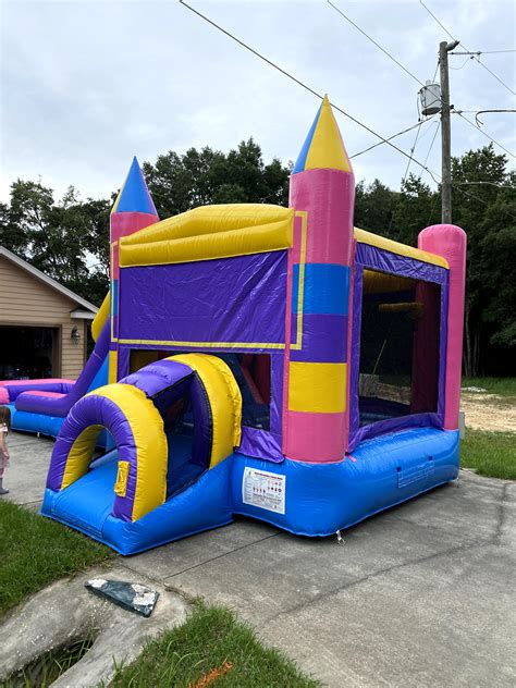 Princess Combo Bounce House And Wet Slide Rebound Party Rentals