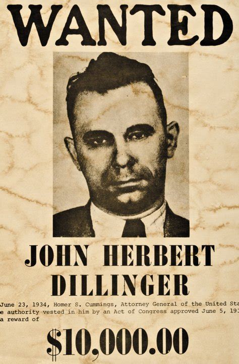 1934 John Dillinger Fbi Broadside Style Wanted Poster Lot 129