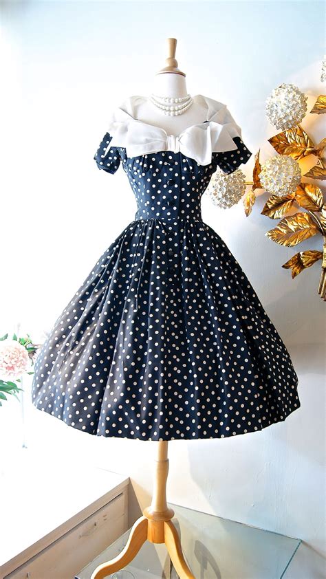 vintage dress ~1950s polka dot dress~ at xtabay vintagedresses vintage 1950s dresses
