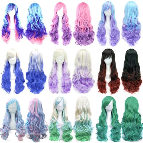 Soowee 17 Colors Wavy Women Wig High Temperature Fiber Synthetic Hairpiece Long Ombre Hair