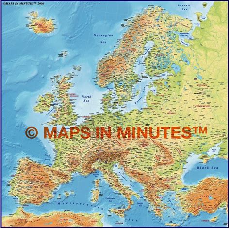 Digital Vector Europe Relief Map In Illustrator Format Plus Tiff Relief
